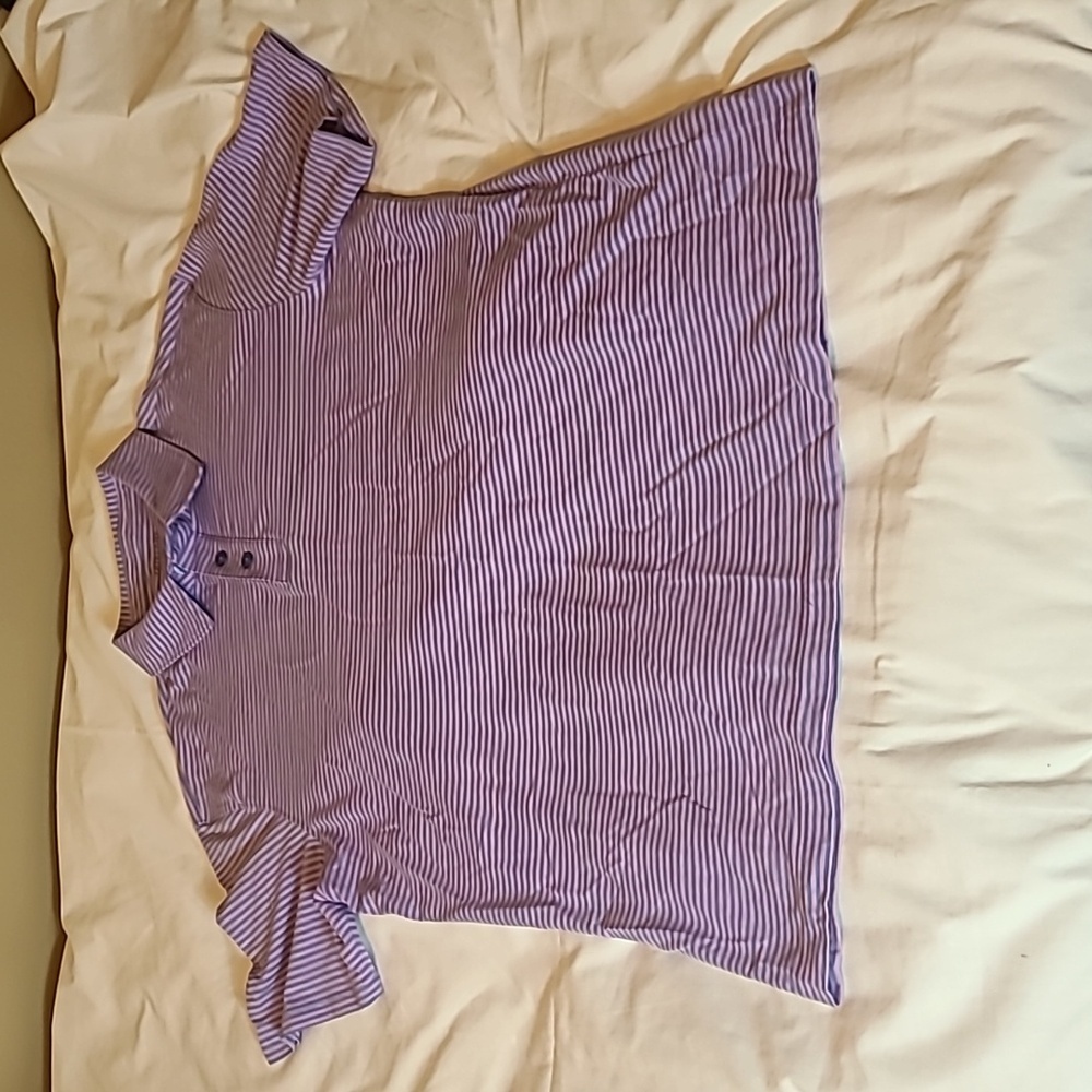 Fairlane Golf Shirt Polo M Men blue/purple Stripe Pima Cotton Stretch